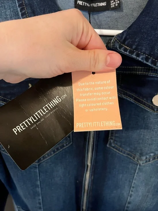 PrettyLittleThing Dark Blue Denim Jumpsuit - Picture 4 of 5